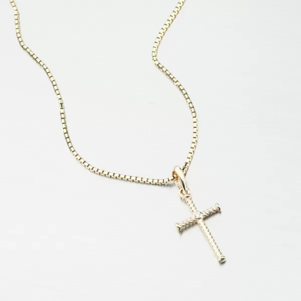 Přívěsek žluté zlato 585 kříž DZF4197-ZL-ZIR