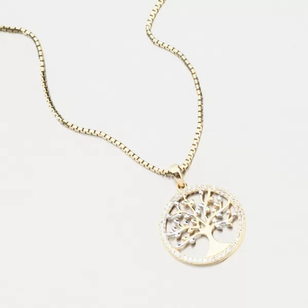 Dámský přívěsek žluté zlato 585 zirkon strom života 43-21990