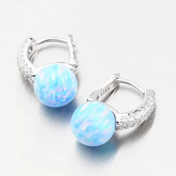 Stříbrné náušnice se světle modrým opálem a se zirkony PKL-2167