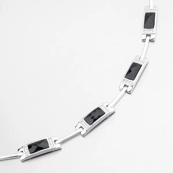 Dámský náramek stříbro 925 zirkon černé kameny PKL-4044