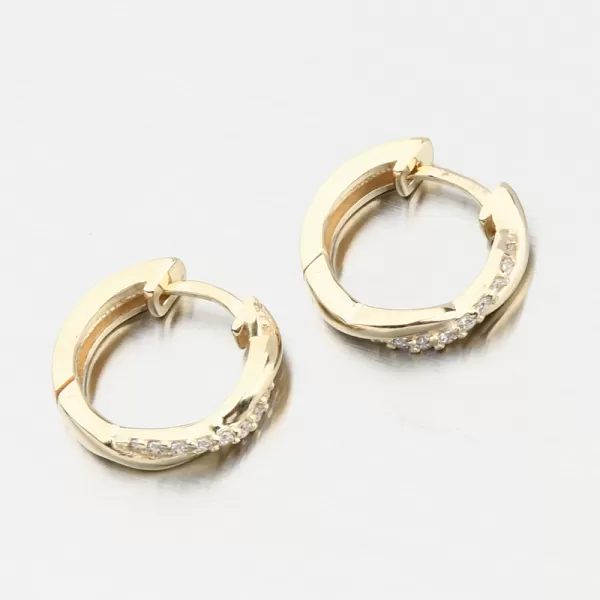 Dámské náušnice žluté zlato 585 zirkon kruhy DZF4104-ZL-ZIR