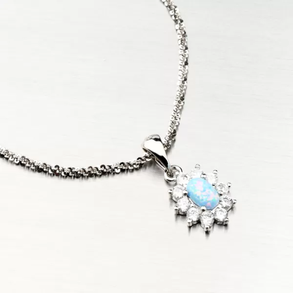 Stříbrný přívěsek se světle modrým opálem PKL-3120