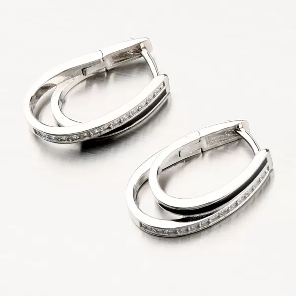 Visací stříbrné náušnice s černým smaltem a se zirkony PKL-2134