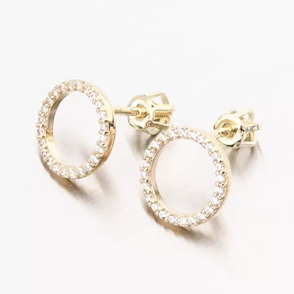 Dámské náušnice žluté zlato 585 zirkon kruh DZF4331-ZL-ZIR