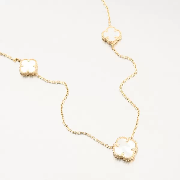 Dámský náhrdelník žluté zlato 585 čtyřlístek 15R-058