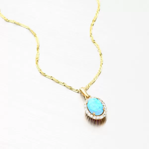 Zlatý přívěsek s modrým opálem 522P-130510-49