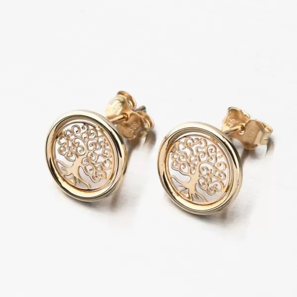 Zlaté náušnice pecky strom života 143P-121815