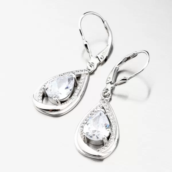 Visací stříbrné náušnice se zirkony UCST-123374