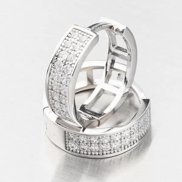 Dámské náušnice bílé zlato 585 zirkon kruhy 12R-723