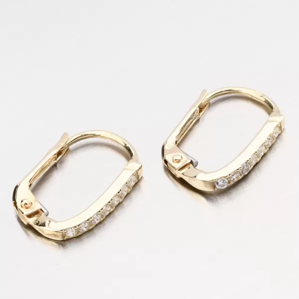 Dámské náušnice žluté zlato 585 zirkon hranaté 12R-743