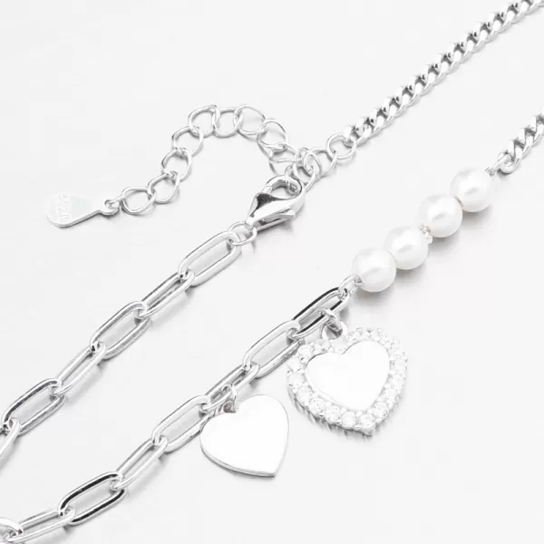 Dámský náramek stříbro 925 perly srdce PKL-4035