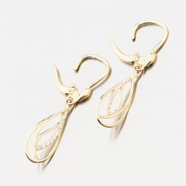 Zlaté visací náušnice se zirkony 663P-120405