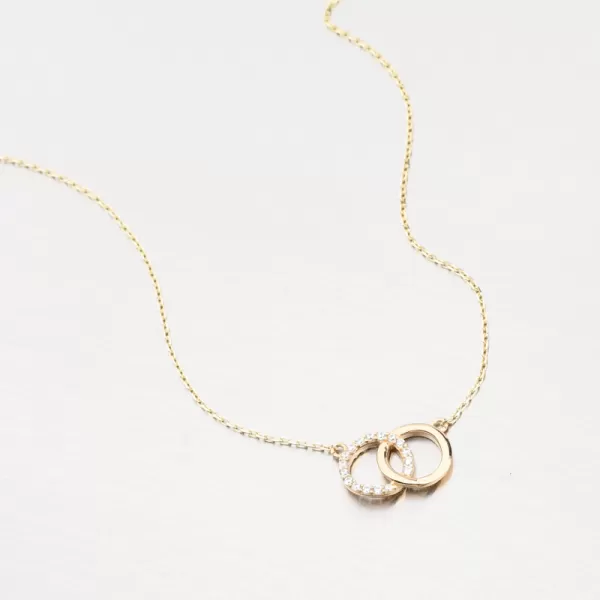 Dámský náhrdelník žluté zlato 585 zirkon 15R-060