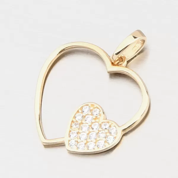 Zlatý přívěsek srdce se zirkony 13R-420