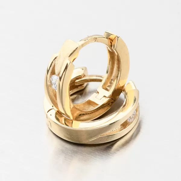 Dámské náušničky žluté zlato 585 kroužky se zirkonem DZ2023-ZL-ZIR