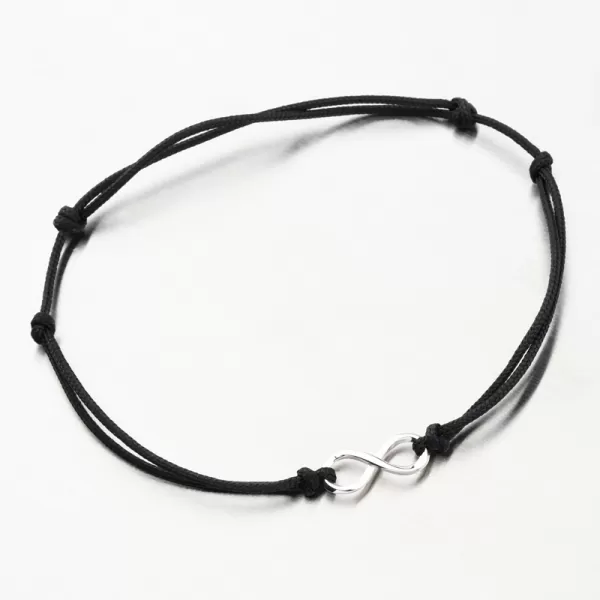 Náramek černý provázkový nekonečno 74-5188B-Black