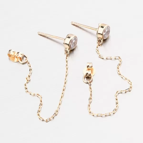 Dámské náušnice žluté zlato 585 zirkon řetízkové DZ5025ZL