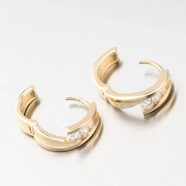 Dámské náušničky žluté zlato 585 kroužky se zirkony DZ1794-ZL-ZIR