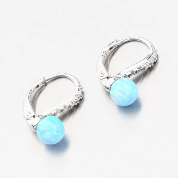 Stříbrné náušnice se světle modrým opálem a se zirkony PKL-2170