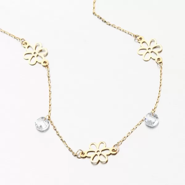 Zlatý náramek s květinami a krystaly PKL24-033