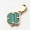 Dámský přívěsek žluté zlato 585 zeleným kamenem malachit čtyřlístek 13R-426
