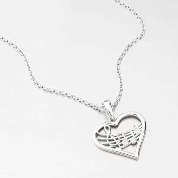 Přívěsek z bílého zlata srdce a noty GCA13-016