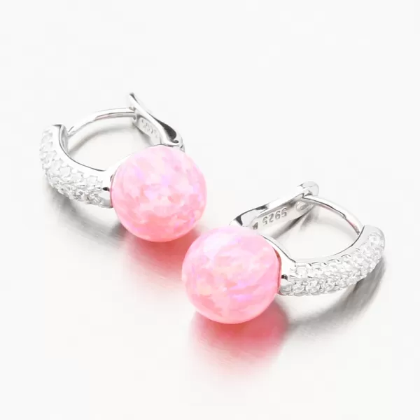 Stříbrné náušnice s růžovým opálem a se zirkony PKL-2164