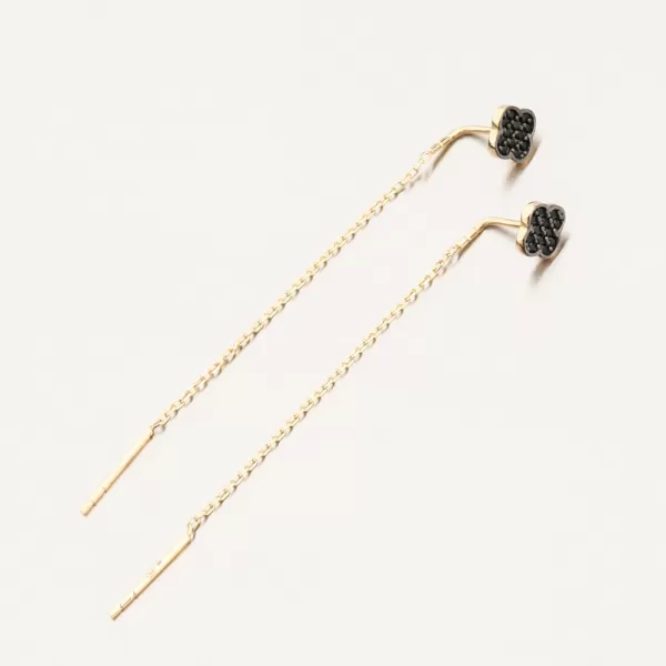 Dámské náušnice žluté zlato 585 řetízkové se zirkony 163P-122580