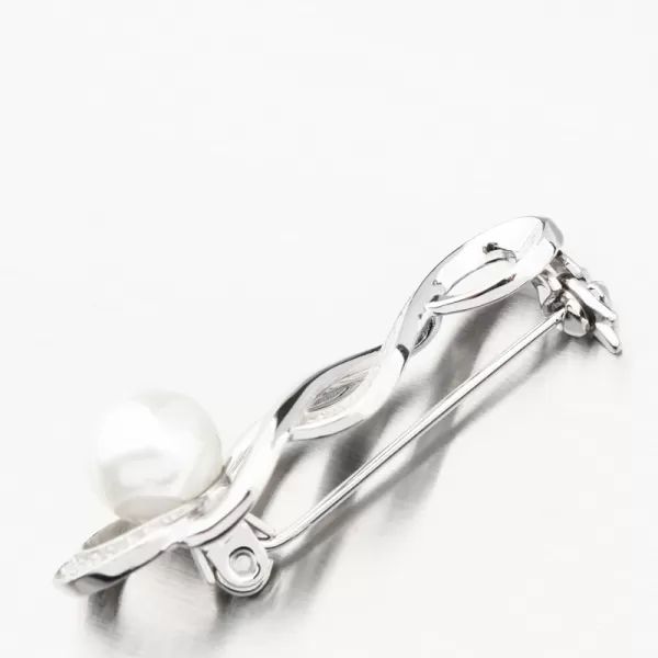 Stříbrná brož s perlou a se zirkony PKL-6014