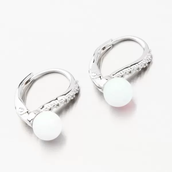 Stříbrné náušnice s bílým opálem a se zirkony PKL-2205