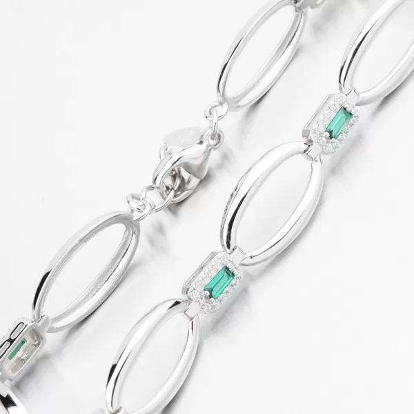 Dámský náramek stříbro 925 zirkon smaragdy PKL-4043