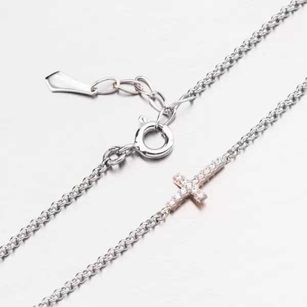 Dámský náramek bílé zlato 585 zirkon křížkem DZF5832-BCV-ZIR