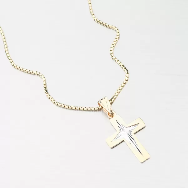 Přívěsek zlato mix 585 kříž 43-22497