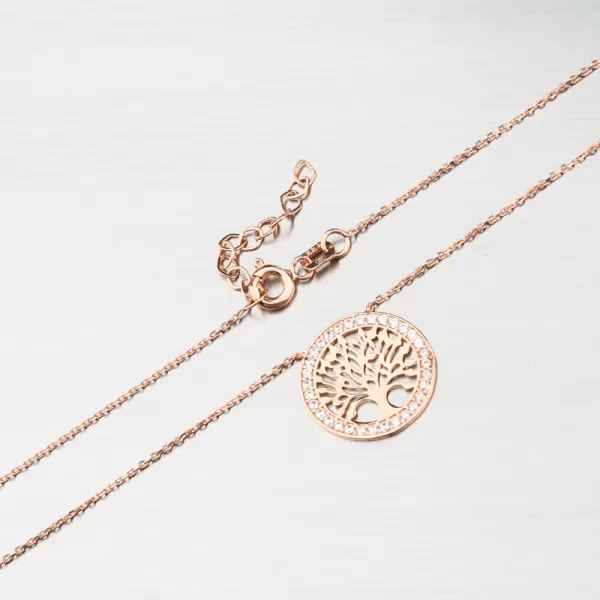 Náhrdelník z růžového zlata strom života se zirkony 55GZ-5021-CV
