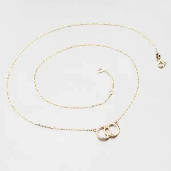 Dámský náhrdelník žluté zlato 585 zirkon 15R-060