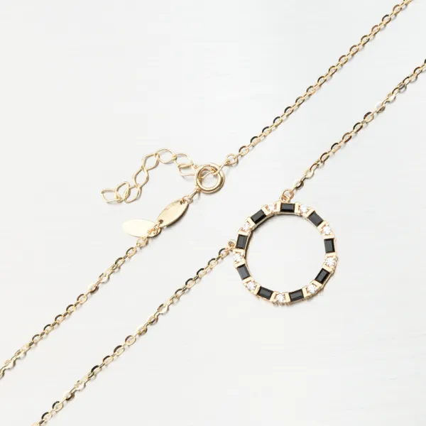 Dámský náhrdelník žluté zlato 585 zirkon 144P-151705-Black