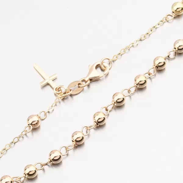 Zlatý kuličkový náramek s křížem 14R-034