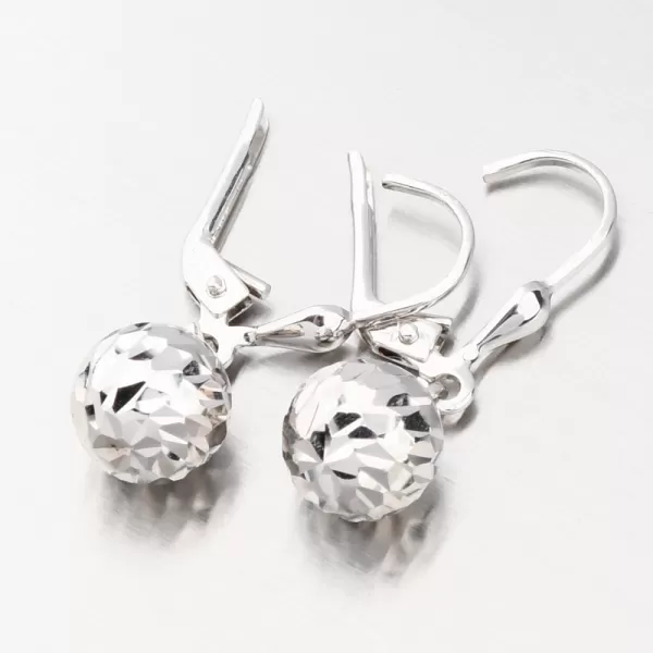 Visací náušnice kuličky z bílého zlata 585 GCA12-007