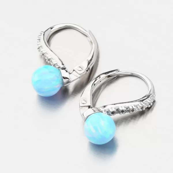 Stříbrné náušnice se světle modrým opálem a se zirkony PKL-2170