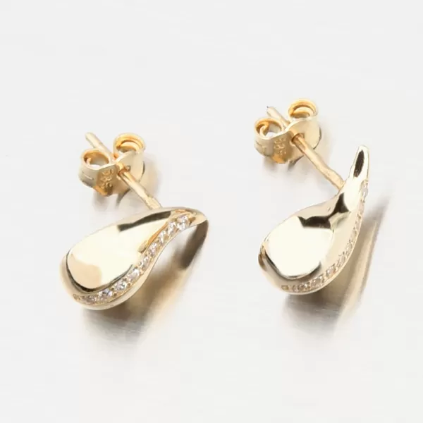 Dámské náušnice žluté zlato 585 zirkon 12R-751