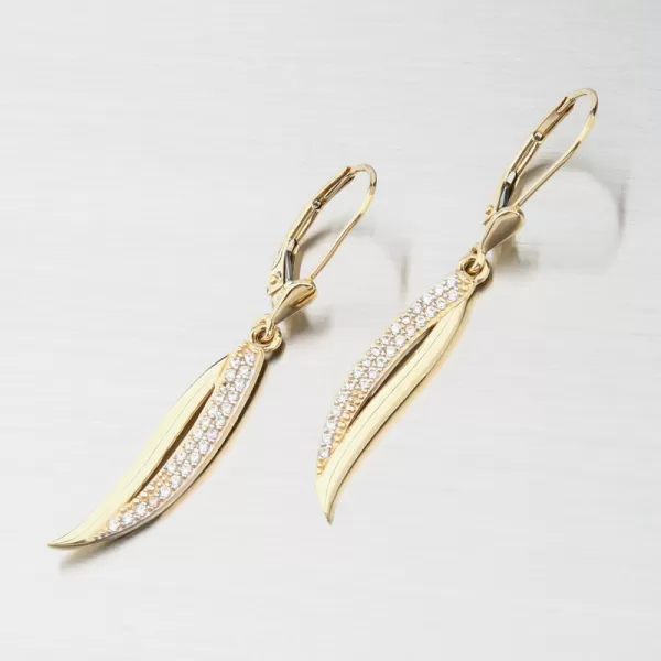 Dámské náušnice žluté zlato 585 visací se zirkony 52GZ-8046-ZL-ZIR