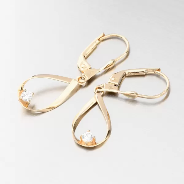 Dámské náušnice žluté zlato 585 zirkon visací 12R-731