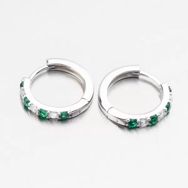 Stříbrné kruhy se zelenými zirkony PKL-2275