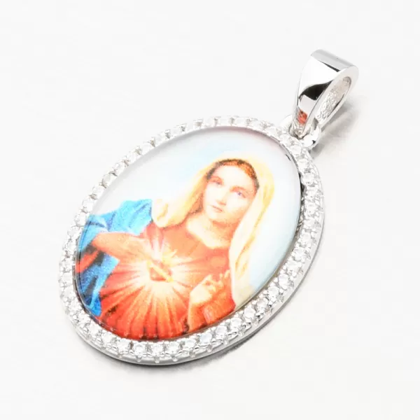 Stříbrný přívěsek Madonka se zirkony PKL-3138