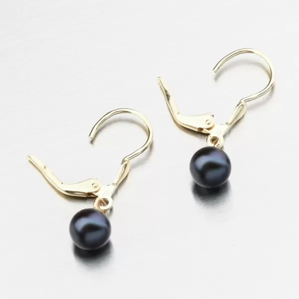 Dámské náušnice žluté zlato 585 perly s černá 52GZ-3016-ZL-KL-Black