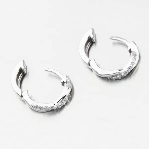 Dámské náušnice bílé zlato 585 zirkon kruhy DZF4104-B-ZIR