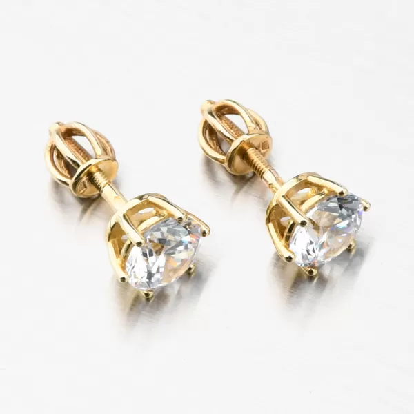 Dámské náušnice žluté zlato 585 zirkon 663P-120624