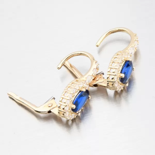 Zlaté náušnice se safírem a zirkony 163P-122424-02