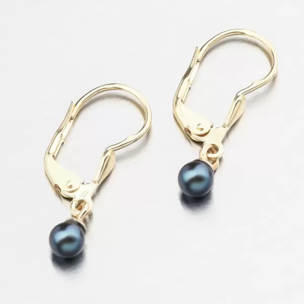 Zlaté náušnice s černou perlou 52GZ-3014-ZL-KL-Black