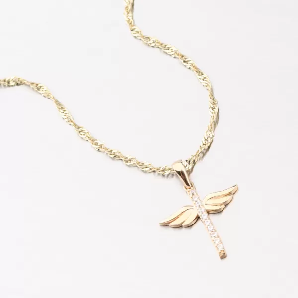 Zlatý kříž se zirkony a křídly 43-22421